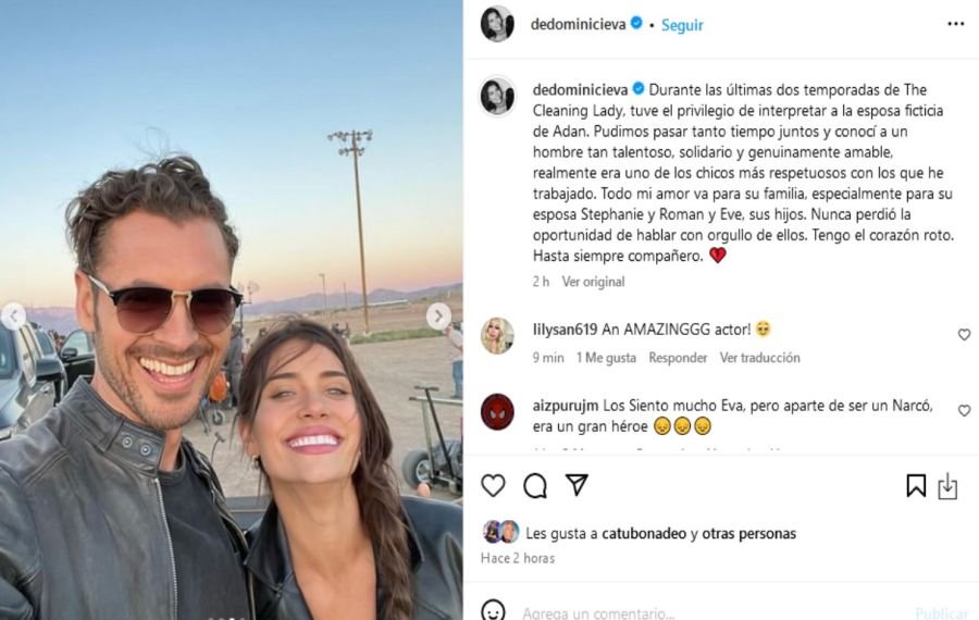 Eva de Dominici expresó su dolor tras la partida del actor Adan Canto