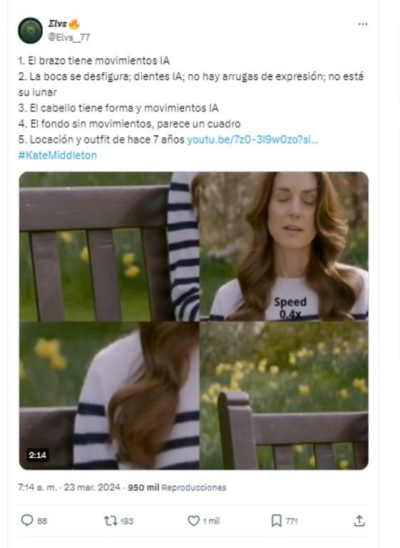 Por qué dicen que el video de Kate Middleton fue generado con inteligencia artificial