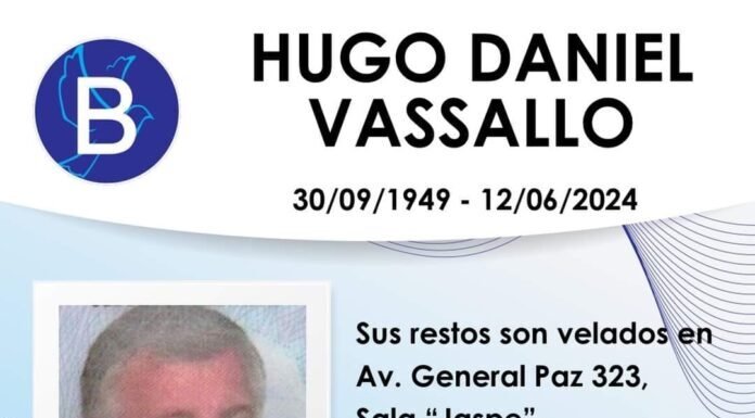 Pesar por la muerte del contador Hugo Vassallo en Carlos Paz