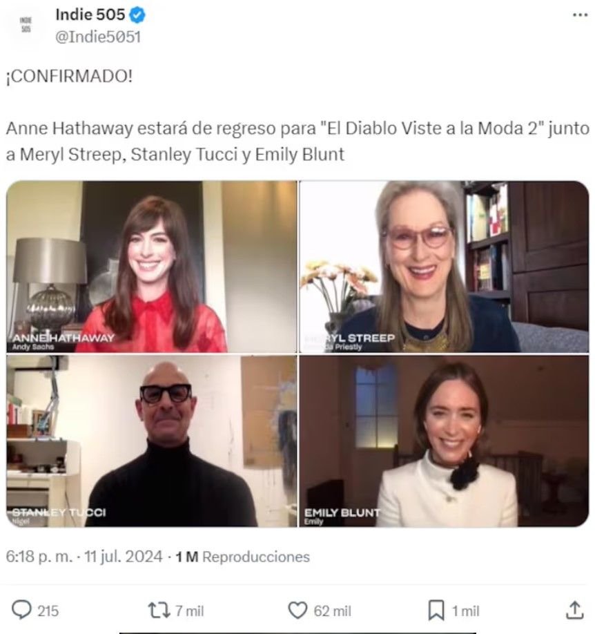 La verdad sobre el posible regreso de Anne Hathaway para la segunda parte de El diablo viste a la moda