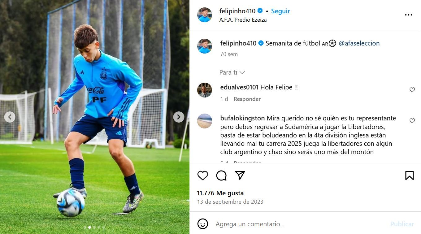 Felipinho, con la sub 17 de Argentina.