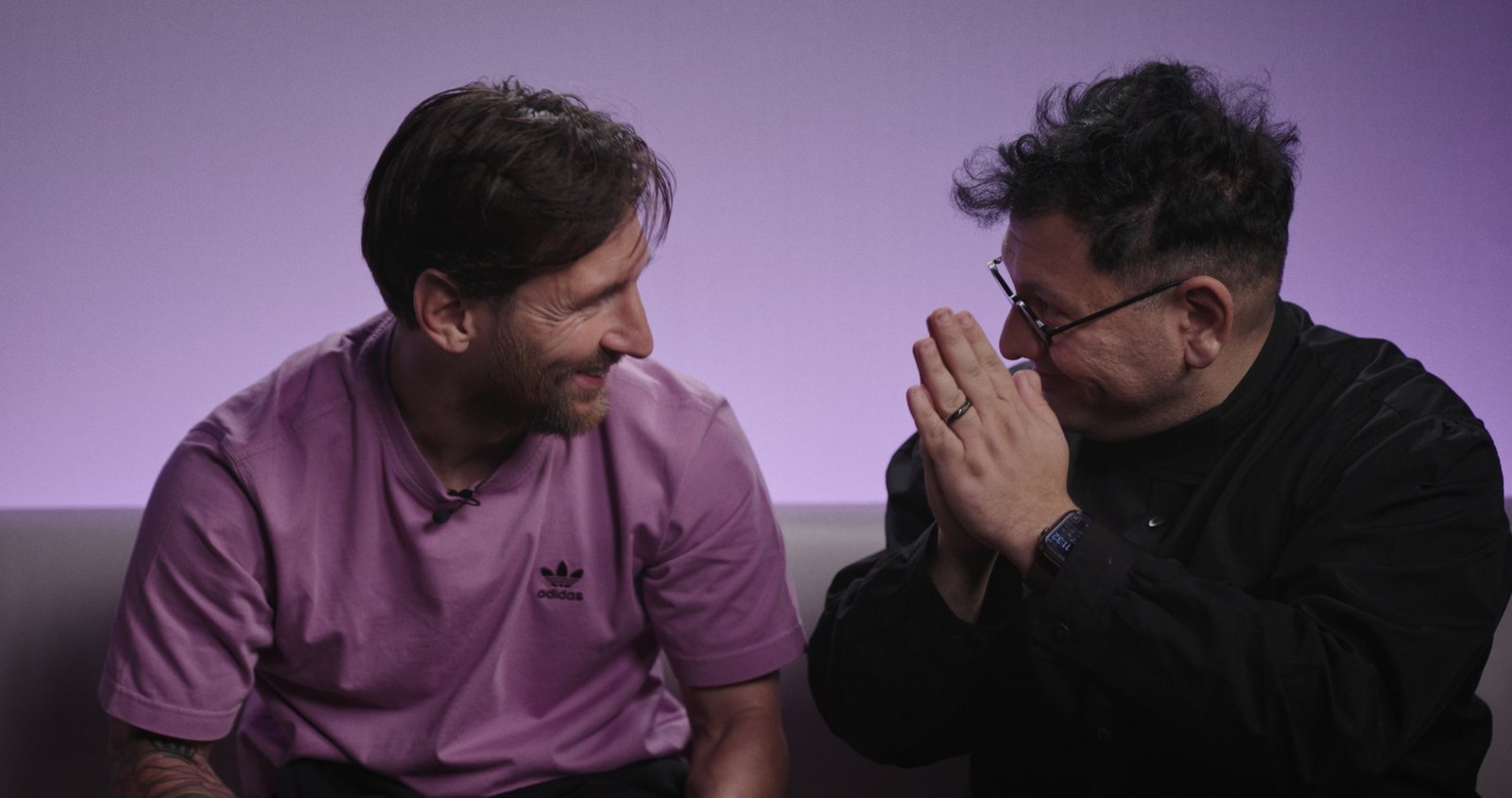 Leo Messi y Refik Anadol en un sesión de trabajo de A Goal In Life